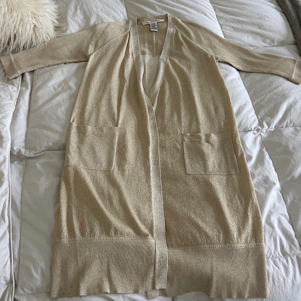 Diane Von Furstenberg Shimmer Gold Cardigan
